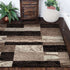 12' Black Brown And Beige Patchwork Runner Rug